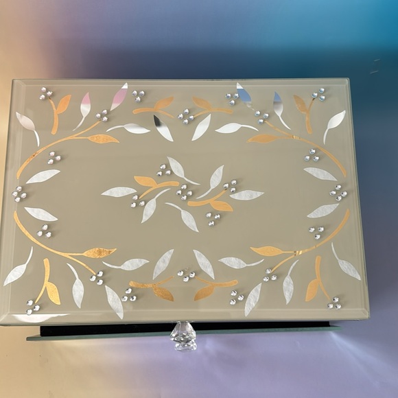 Reflective Jewelry Box with Crystal Handles - Picture 11 of 11